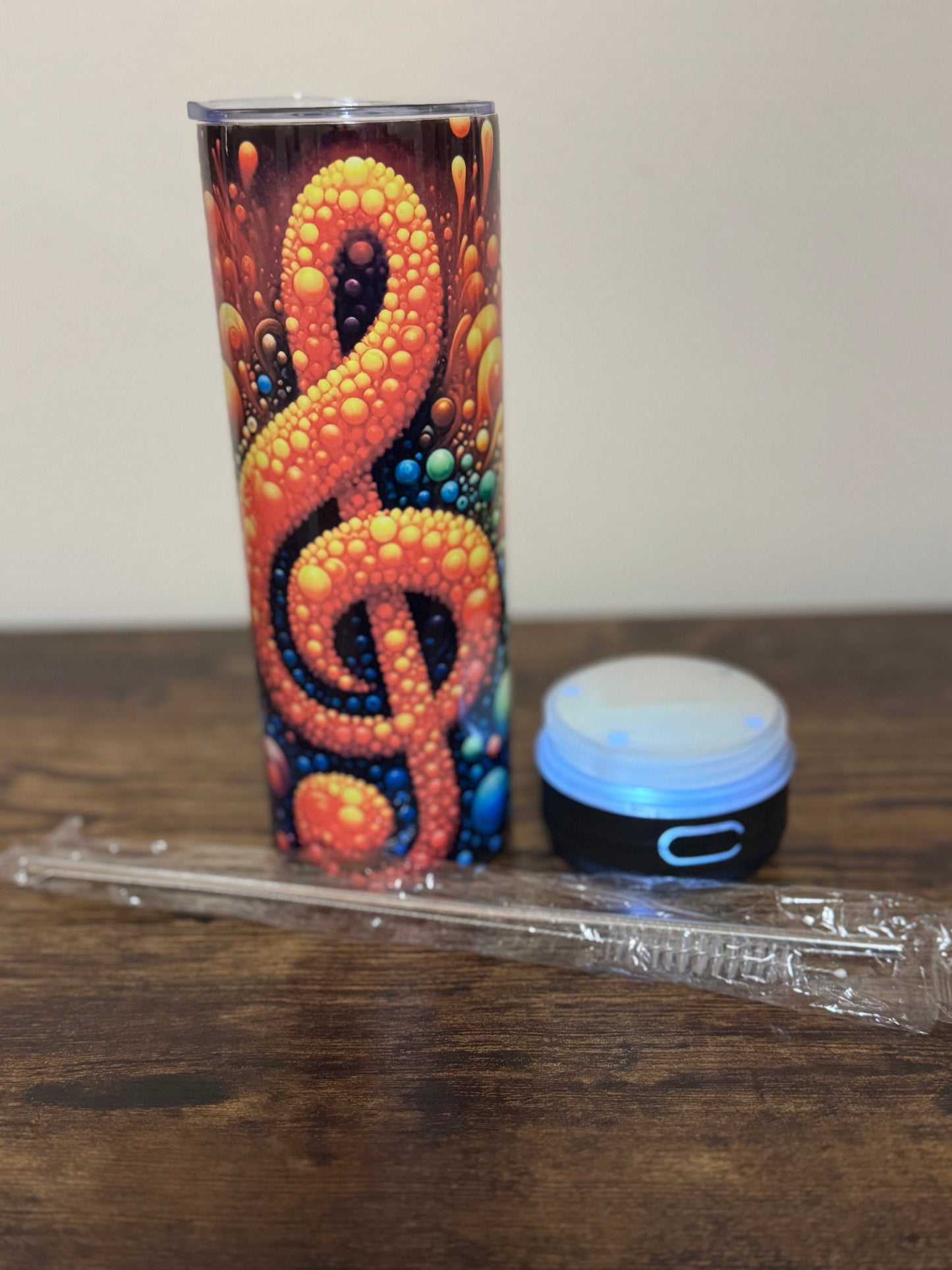 TUMBLER WITH BLUETOOTH SPEAKER ATTACHMENT