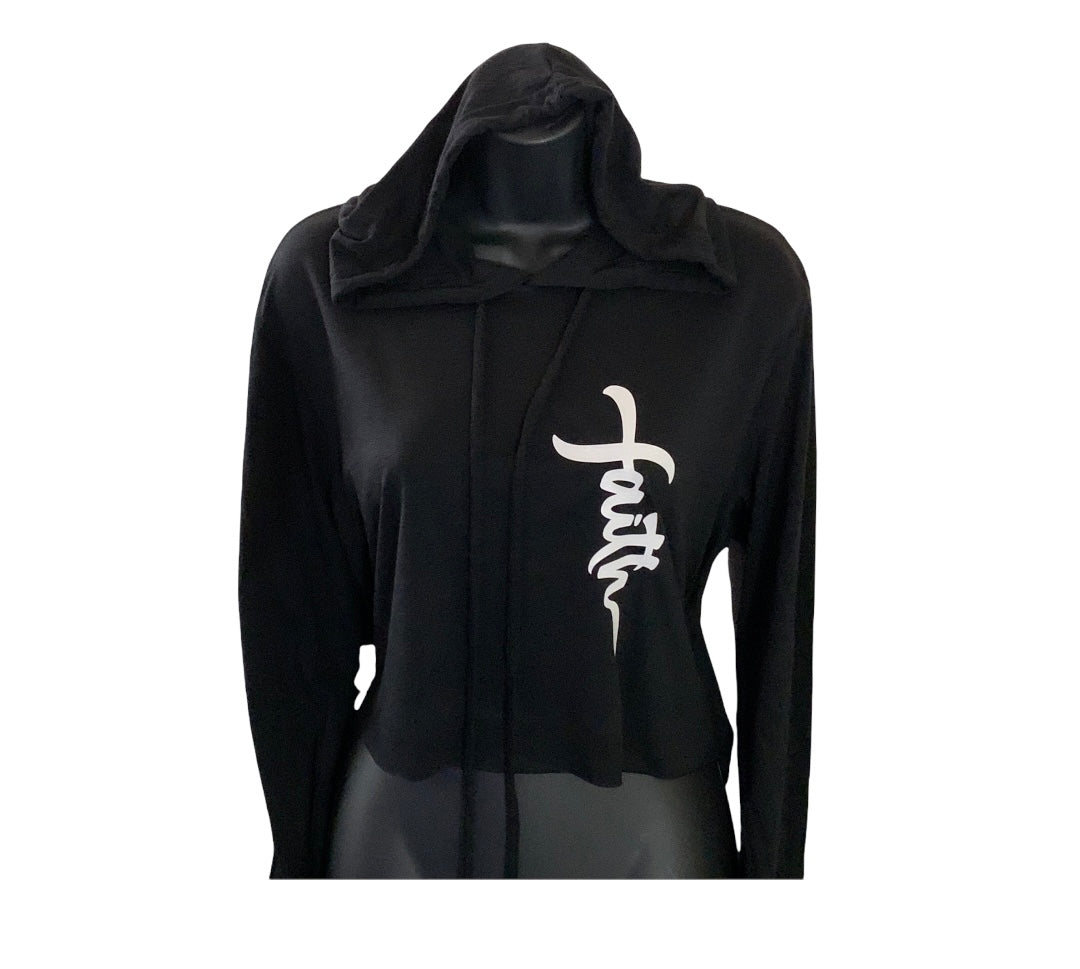 Women's Cropped T-shirt Hoodie - Faith