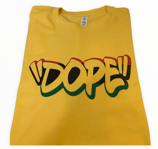 "DOPE" Yellow short sleeve T-shirt