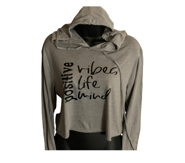 Womens Cropped T-shirt Hoodie - Positive Vibes